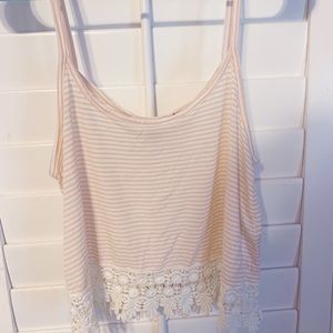 Pink and white striped top